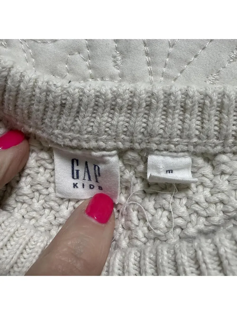 GAP Child Size M Organic Off White Cable Knit Sweater 100% Cotton‎ CabinCore